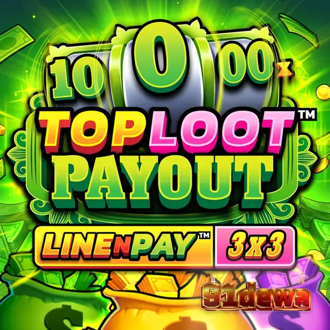 Tampilan antarmuka slot TopLoot Payout LineNPay dengan desain grid 3x3 yang bersih.